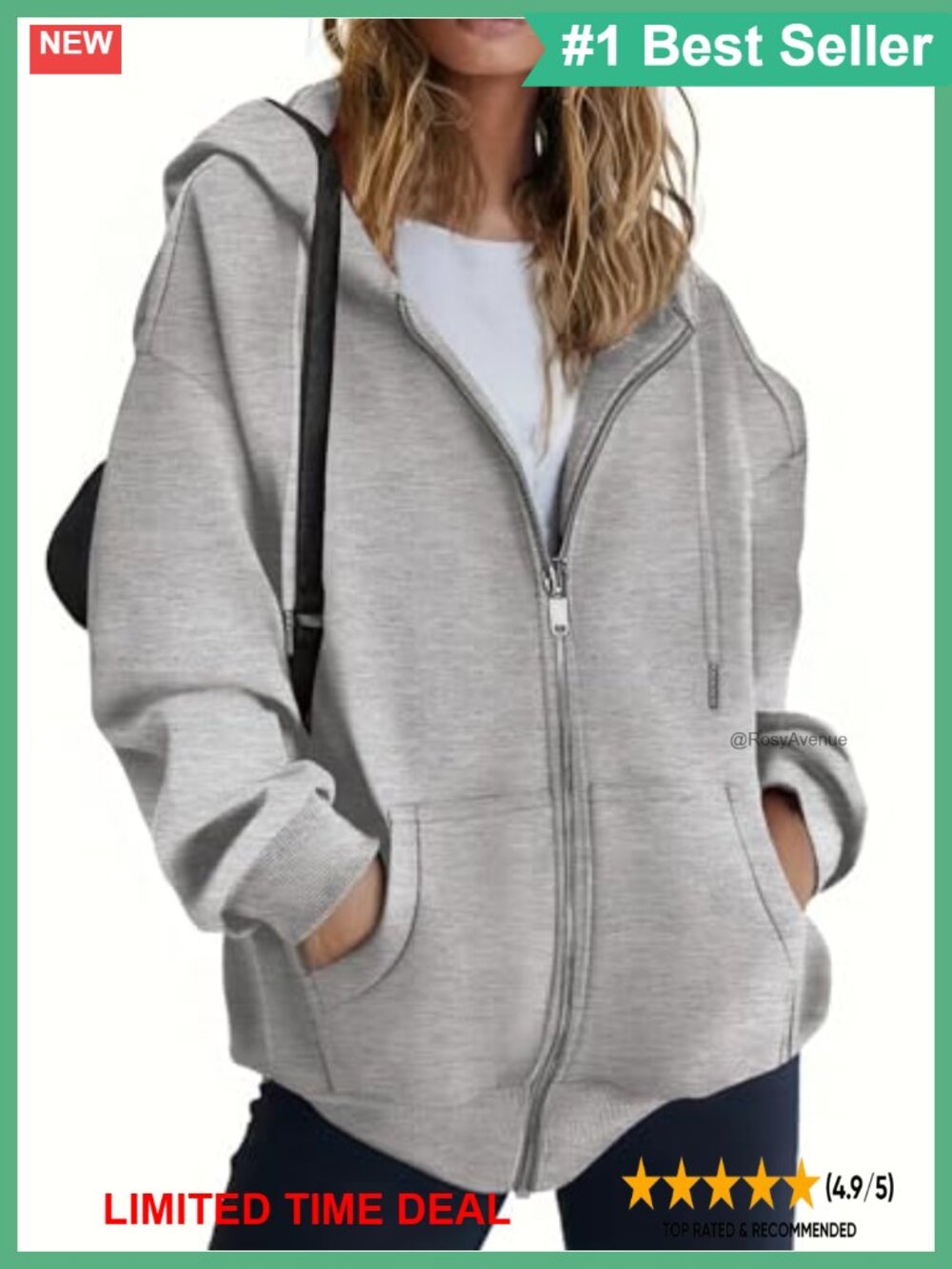 Women's Zip Up Fleece Hoodie Oversized Sweatshirt Jacket